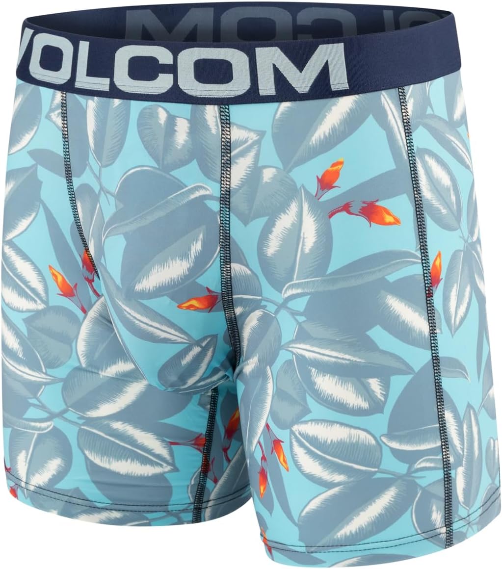 Volcom Mens Boxer Briefs Poly Spandex Performance Boxer Briefs Underwear with Comfort Flex Side Panel- Sleek Modern Look BlueNavyGreyQuora