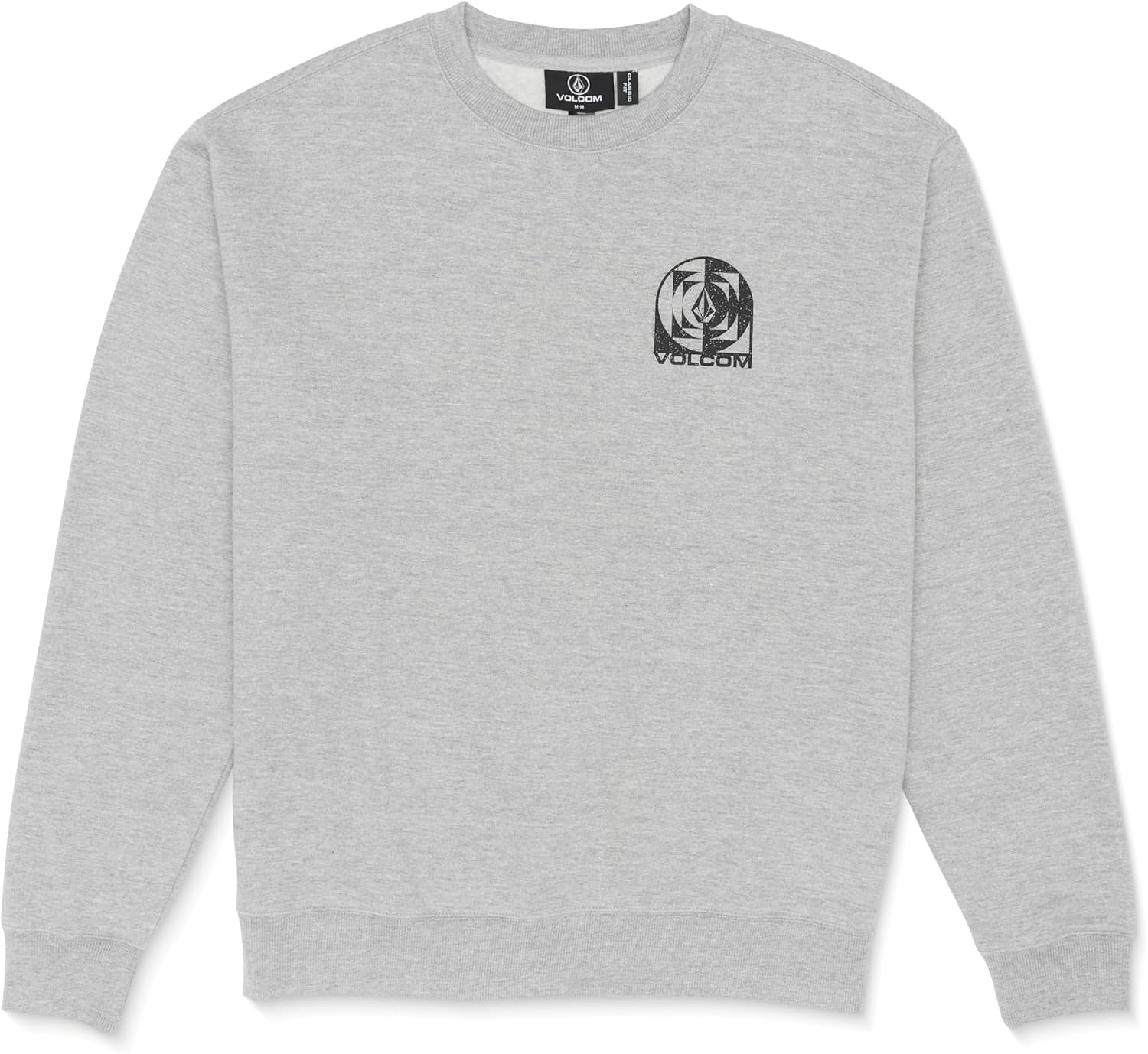 Volcom mens Roundabout Crew Fleece Sweatshirt – Soft Midweight Pullover Ribbed Cuffs Grey Echo