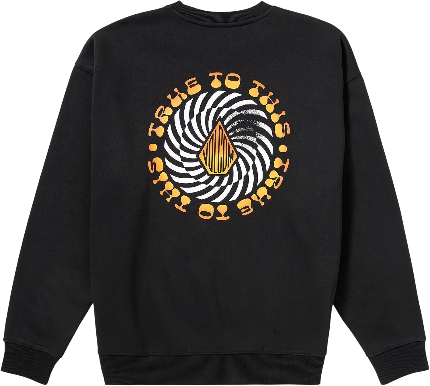 Volcom mens Roundabout Crew Fleece Sweatshirt – Soft Midweight Pullover Ribbed Cuffs Black Black