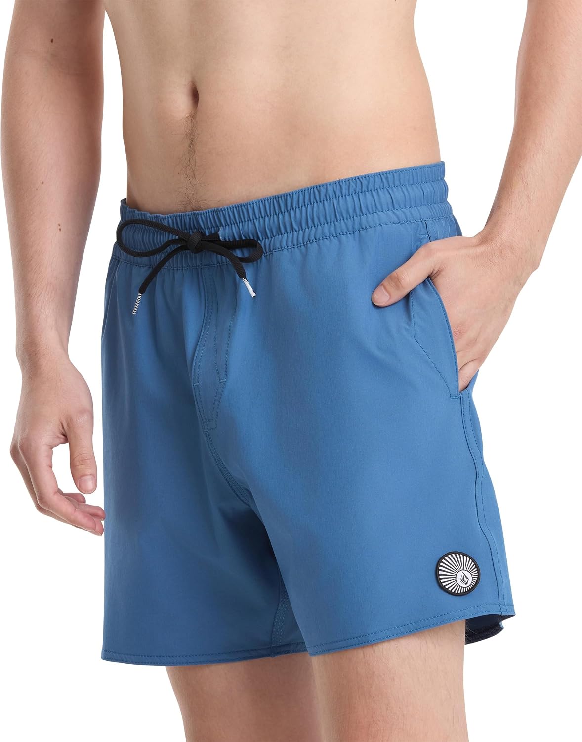 Volcom Men's 16" Elastic Waist Swim Trunks- Stretchable, UPF 50+, Quick Dry Swim Bottoms Blueberry