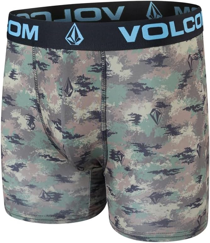 Volcom Mens Boxer Briefs 3 Pack Poly Spandex Performance FLY-LESS Support Boxer Briefs Underwear BlackCamouflageBrown