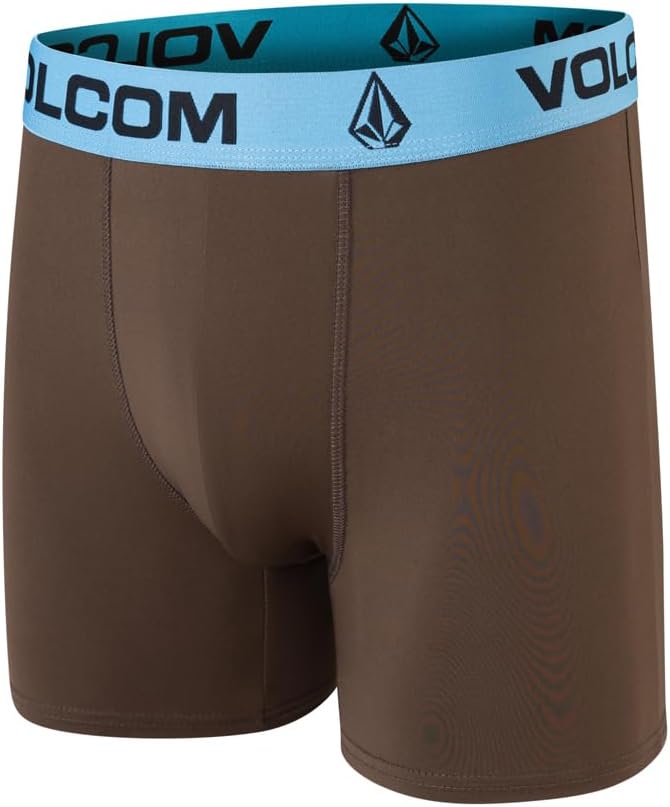 Volcom Mens Boxer Briefs 3 Pack Poly Spandex Performance FLY-LESS Support Boxer Briefs Underwear BlackCamouflageBrown