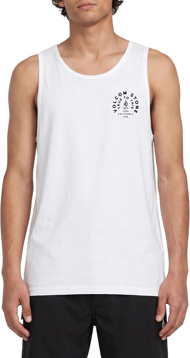 Volcom Men's Iconic Stone Tie Dye Tank White Ten
