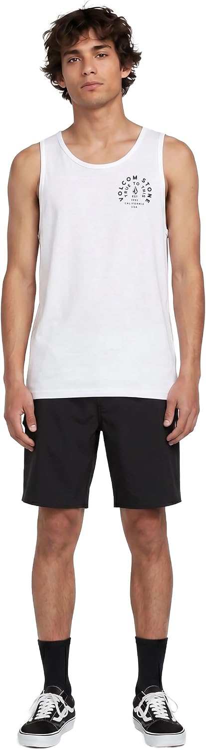 Volcom Men's Iconic Stone Tie Dye Tank White Ten