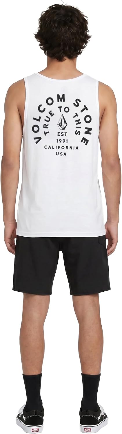 Volcom Men's Iconic Stone Tie Dye Tank White Ten