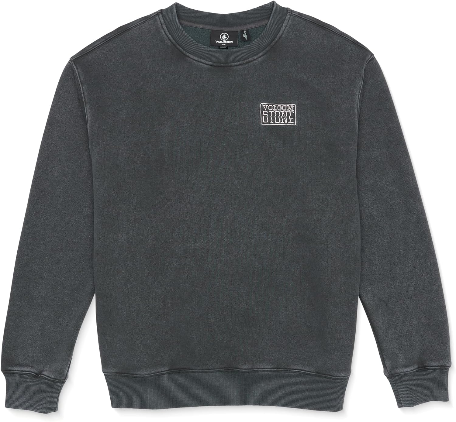 Volcom mens Roundabout Crew Fleece Sweatshirt – Soft Midweight Pullover Ribbed Cuffs Asphalt
