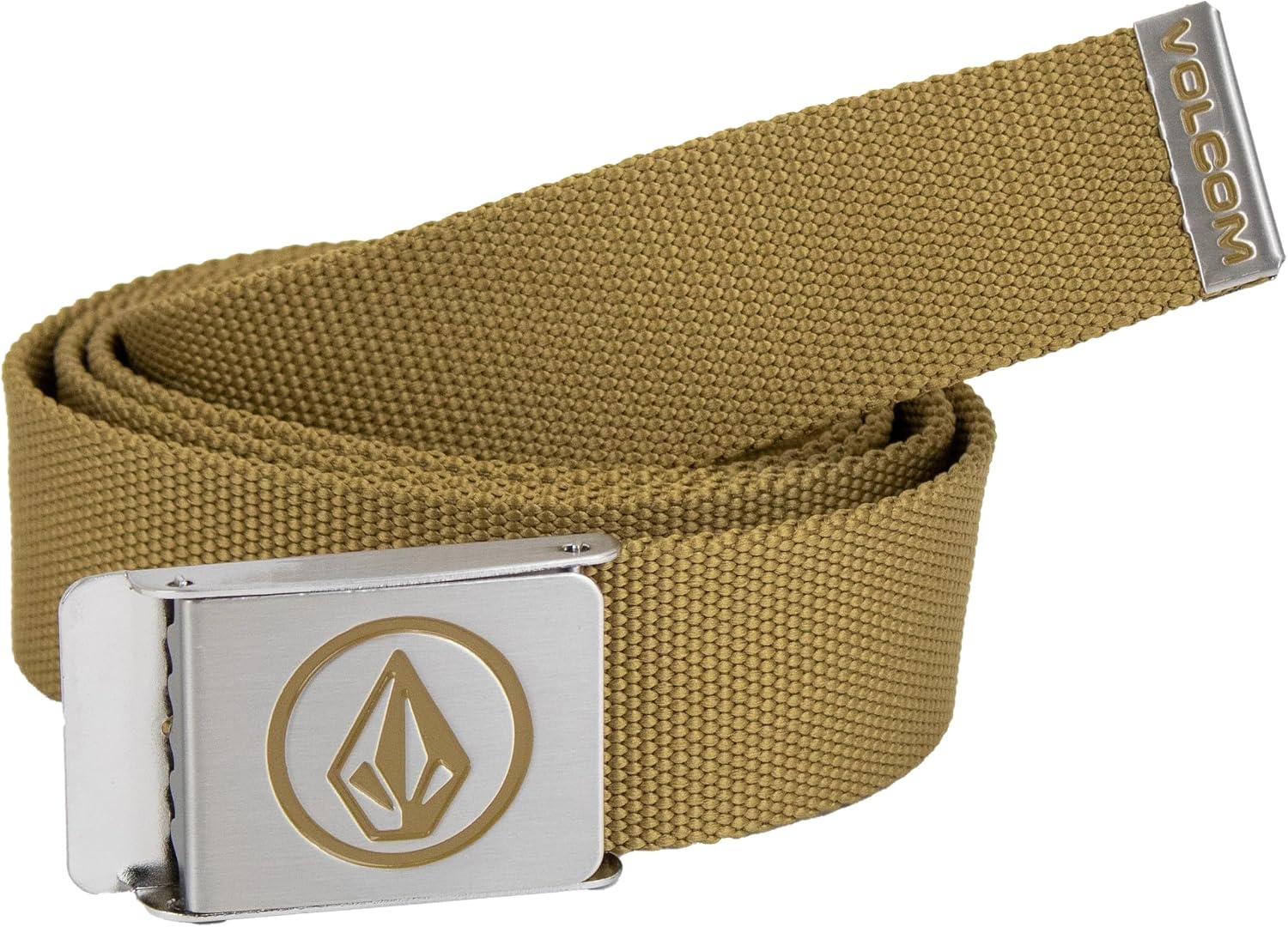 Volcom Circle Web Belt | Durable Webbed Strap Belt for Men Dull Gold