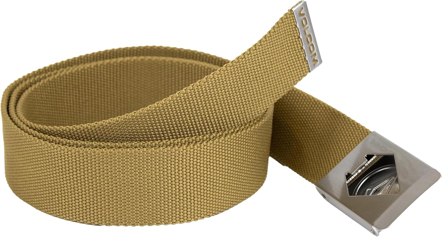 Volcom Circle Web Belt | Durable Webbed Strap Belt for Men Dull Gold