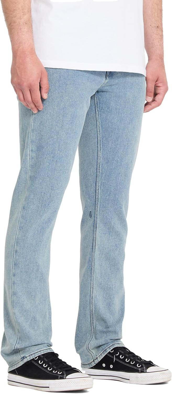 Volcom Men's Vorta Slim Fit Jeans – Classic Straight Leg Denim Pants with 15" Leg Opening Dust Bowl Indigo