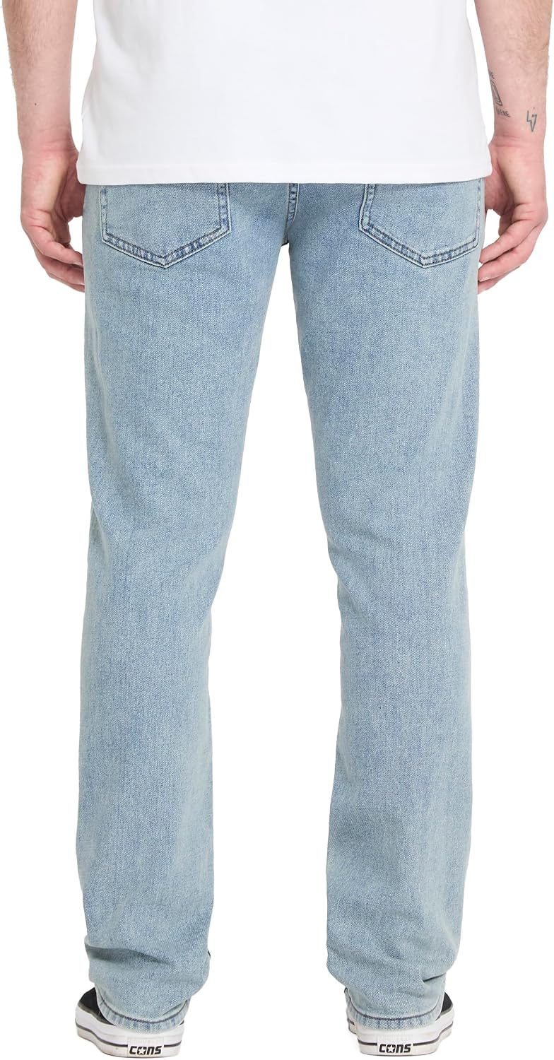 Volcom Men's Vorta Slim Fit Jeans – Classic Straight Leg Denim Pants with 15" Leg Opening Dust Bowl Indigo