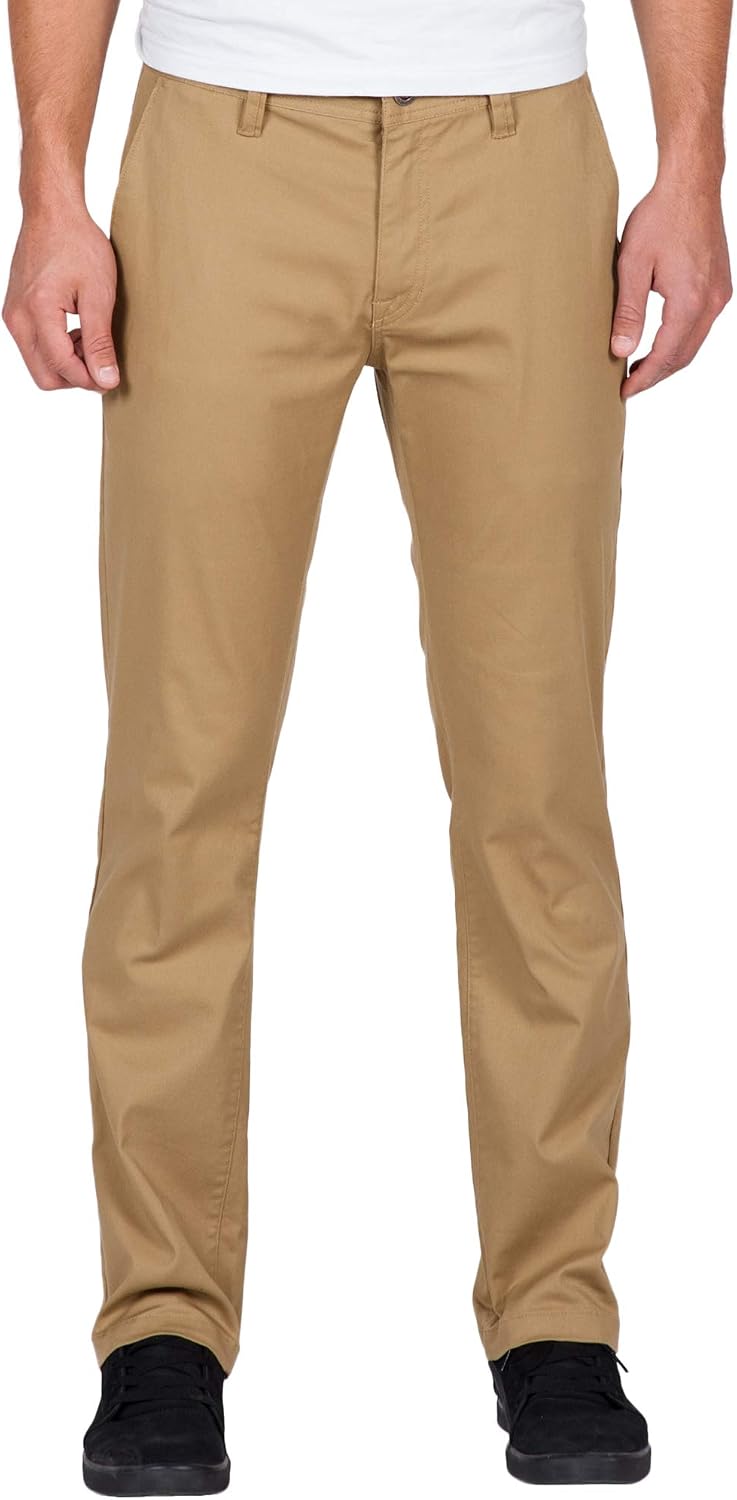 Volcom Mens Frickin Modern Stretch Chino Pant – Everyday Wear Slim Fit Stretch Twill Pants Dark Khaki