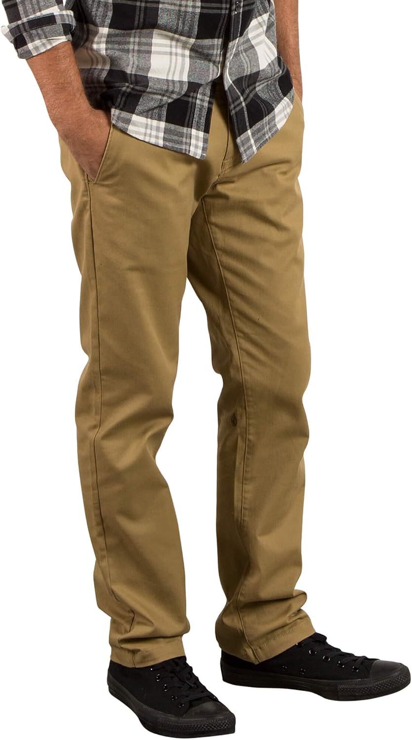 Volcom Mens Frickin Modern Stretch Chino Pant – Everyday Wear Slim Fit Stretch Twill Pants Dark Khaki