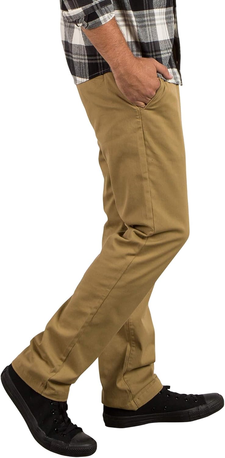 Volcom Mens Frickin Modern Stretch Chino Pant – Everyday Wear Slim Fit Stretch Twill Pants Dark Khaki