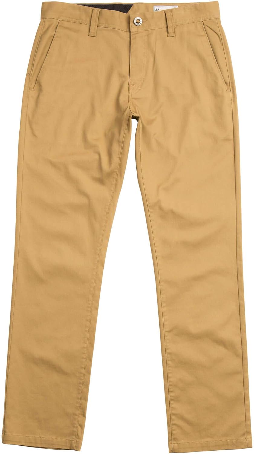 Volcom Mens Frickin Modern Stretch Chino Pant – Everyday Wear Slim Fit Stretch Twill Pants Dark Khaki