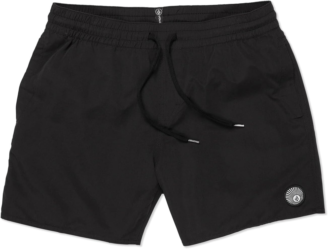 Volcom Men's 16" Elastic Waist Swim Trunks- Stretchable, UPF 50+, Quick Dry Swim Bottoms Black Lido