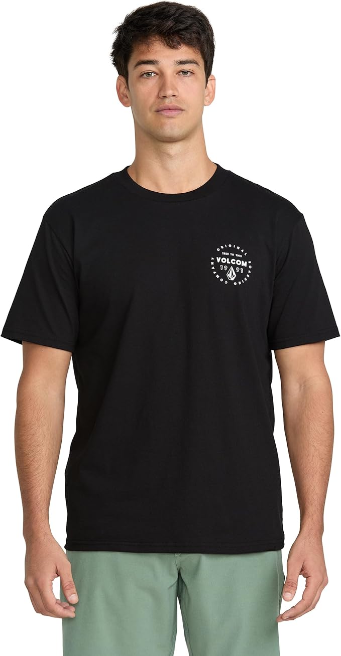 Volcom Men's Mortis Short Sleeve T-Shirt - Classic Fit Crewneck Tee, Soft Cotton, Lightweight & Breathable Casual Shirt Black