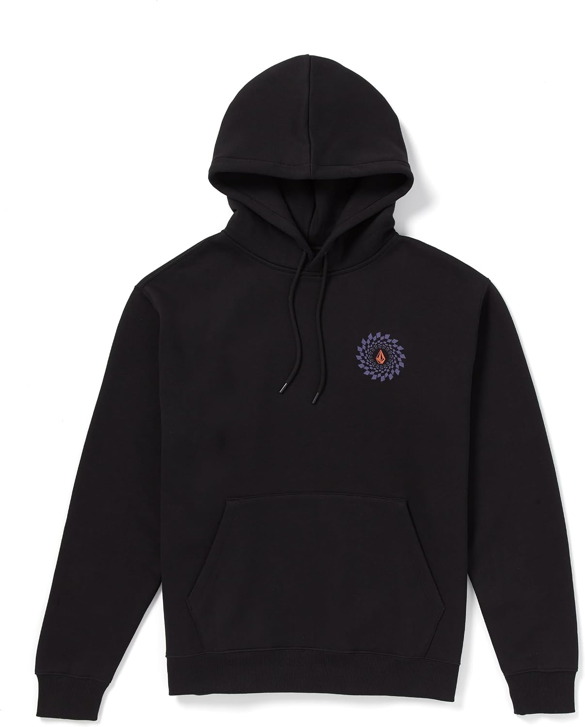 Volcom Men's Pullover Logo Fleece Hooded Sweatshirt – Soft Brushed Interior, Classic Fit, Kangaroo Pocket, Ribbed Cuffs & Hem Black Po