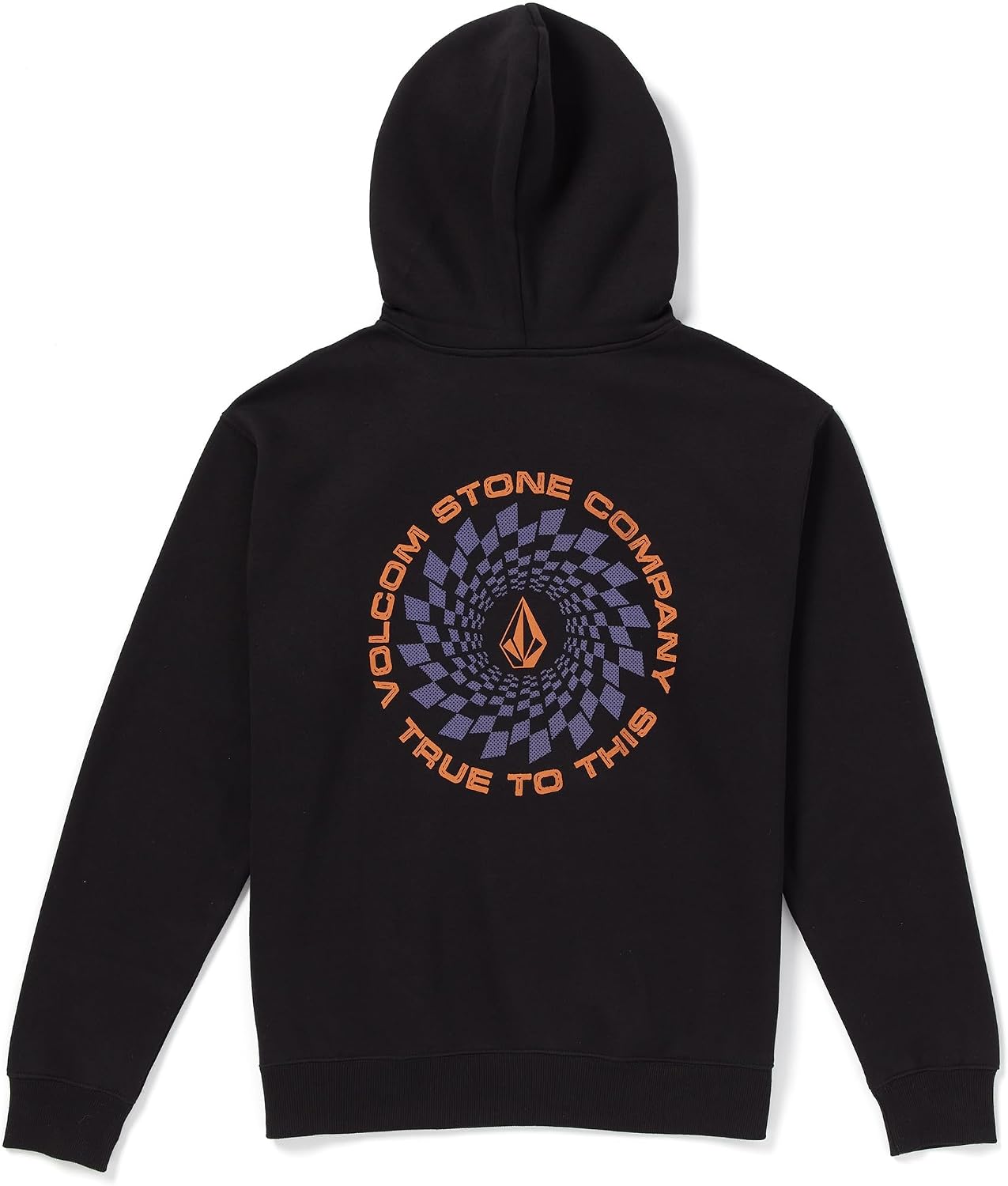 Volcom Men's Pullover Logo Fleece Hooded Sweatshirt – Soft Brushed Interior, Classic Fit, Kangaroo Pocket, Ribbed Cuffs & Hem Black Po
