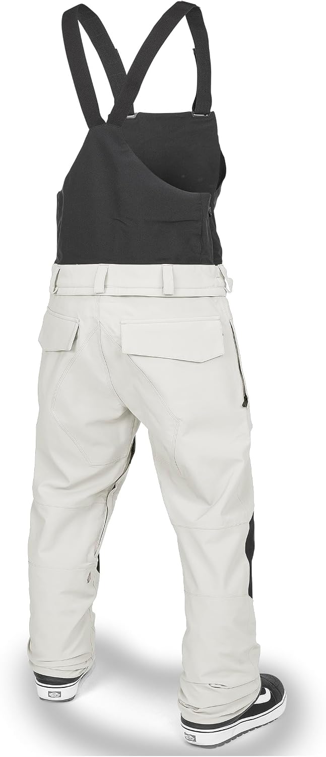 Volcom Men's Roan Bib Overall Snowboard Pant – 15k Waterproof 2-layer Repreve® Fibers Stone Grey