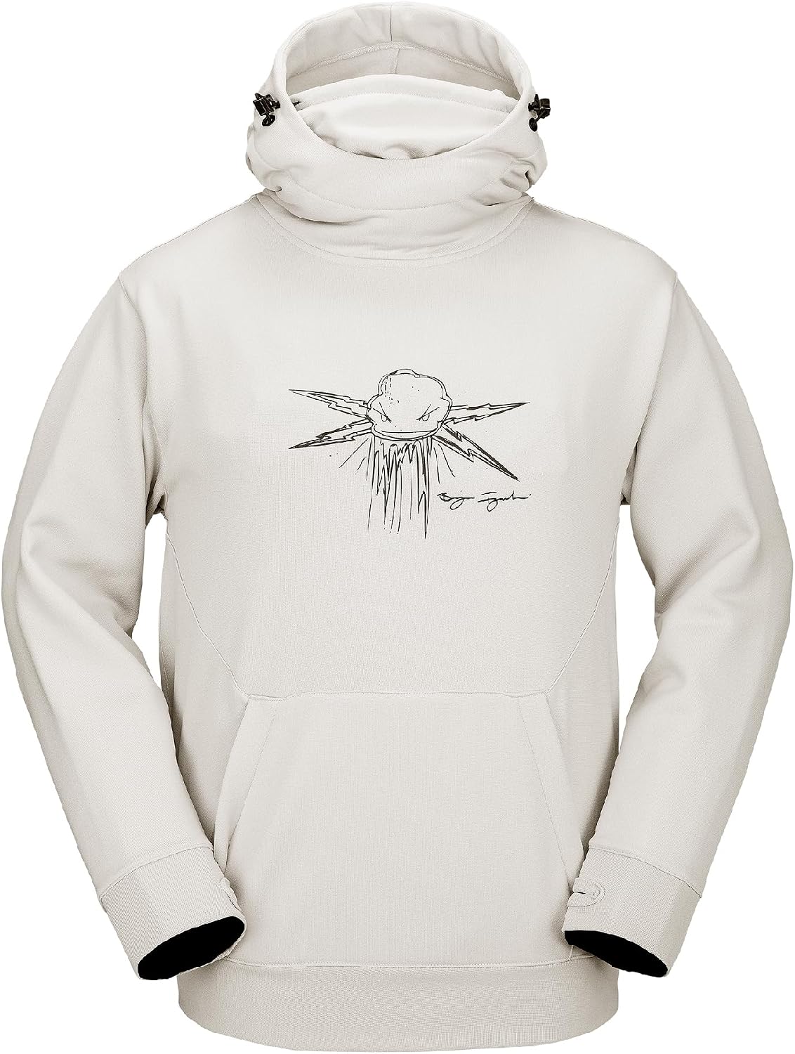 Volcom Men's Hydro Fleece Riding Hoodie – Water-repellent Sweatshirt With Storm Hood & Thumbholes Stone