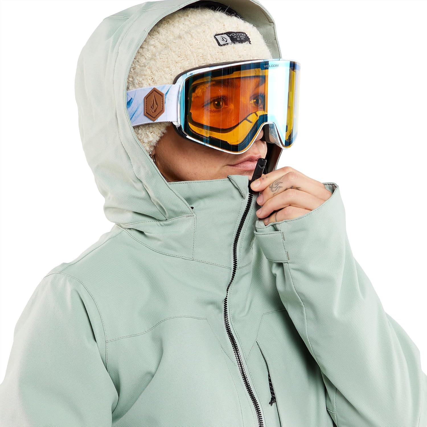 Volcom womens Shelter 3d Stretch Insulated Snowboard Ski Winter Hooded Jacket Sage Frost S4