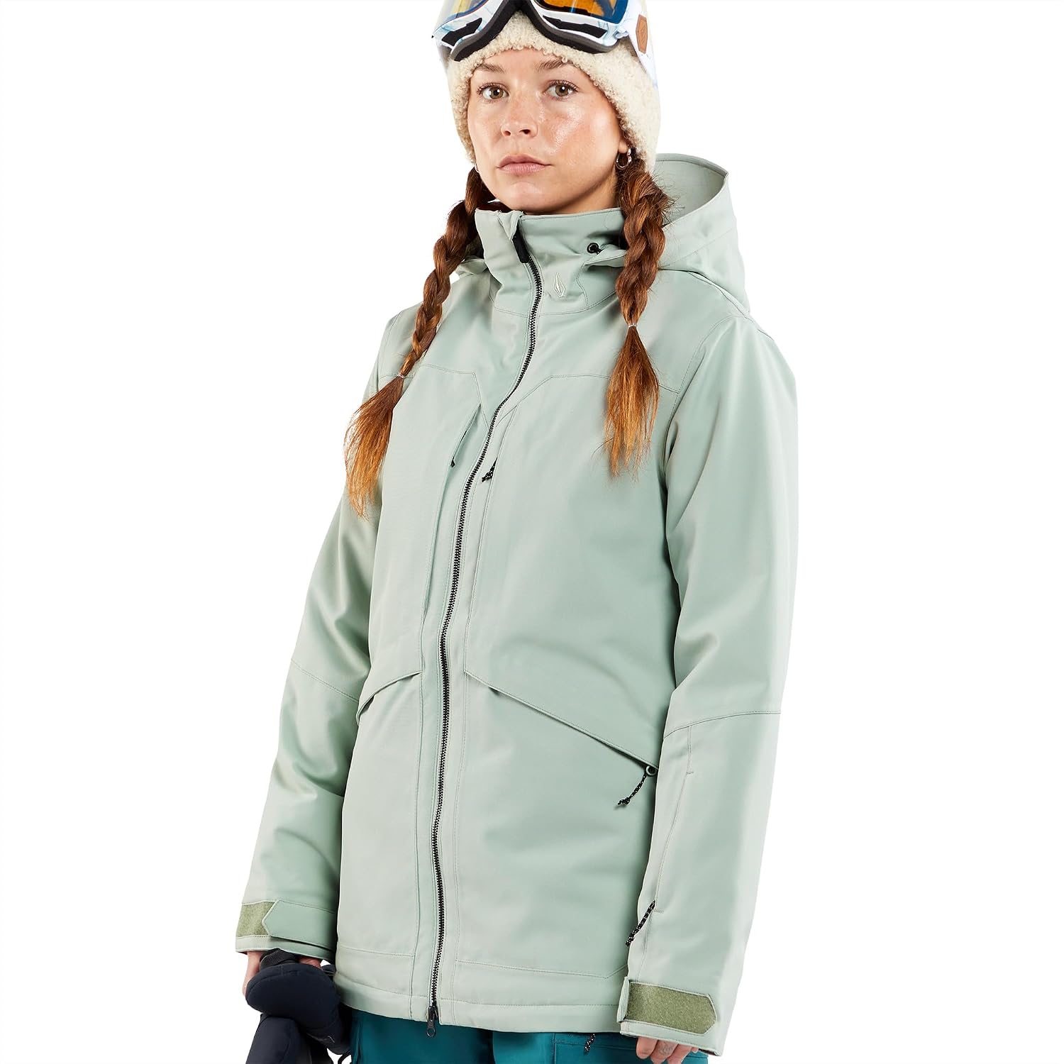 Volcom womens Shelter 3d Stretch Insulated Snowboard Ski Winter Hooded Jacket Sage Frost S4