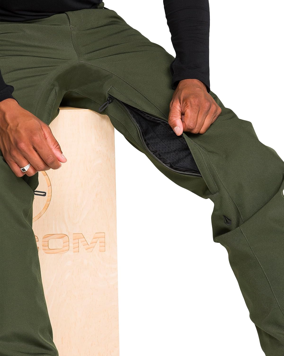 Volcom Men's Frickin Relaxed Fit Chino Snowboard Pant Dark Green