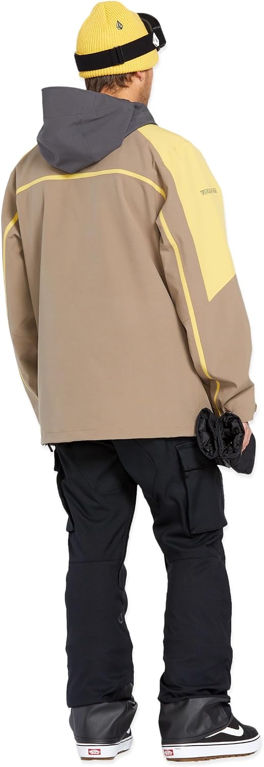 Volcom Men's Brighton Pullover Anarok Hooded Snowboard Jacket Chestnut Brown