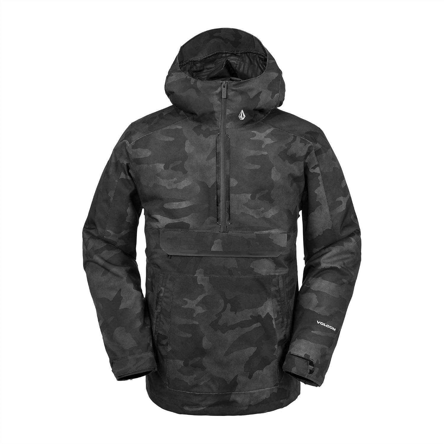 Volcom Men's Brighton Pullover Anarok Hooded Snowboard Jacket Black Camo