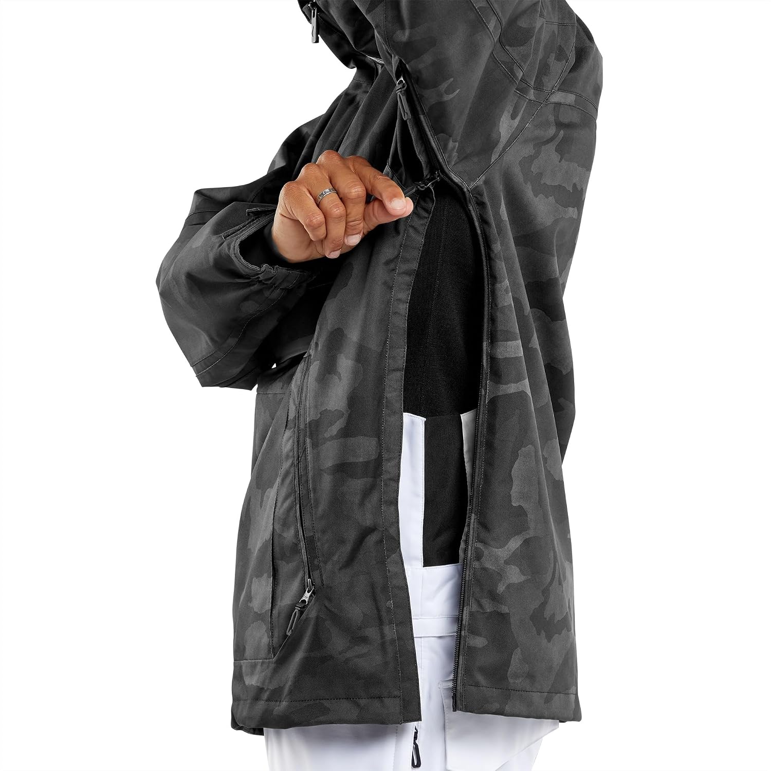 Volcom Men's Brighton Pullover Anarok Hooded Snowboard Jacket Black Camo
