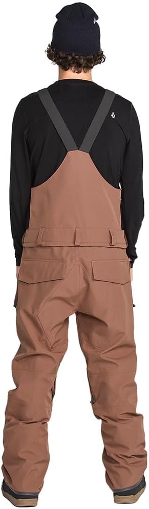 Volcom Men's Roan Bib Overall Snowboard Pant – 15k Waterproof 2-layer Repreve® Fibers Desert Taupe