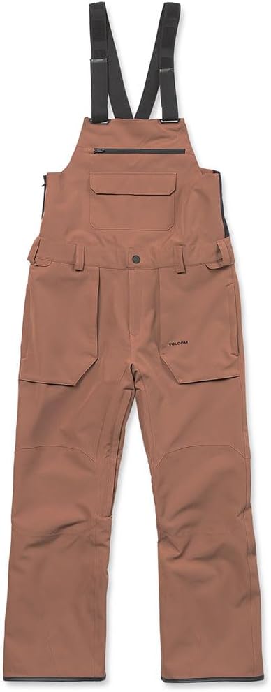 Volcom Men's Roan Bib Overall Snowboard Pant – 15k Waterproof 2-layer Repreve® Fibers Desert Taupe