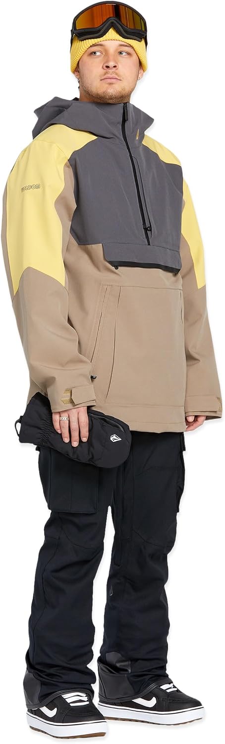 Volcom Men's Brighton Pullover Anarok Hooded Snowboard Jacket Chestnut Brown