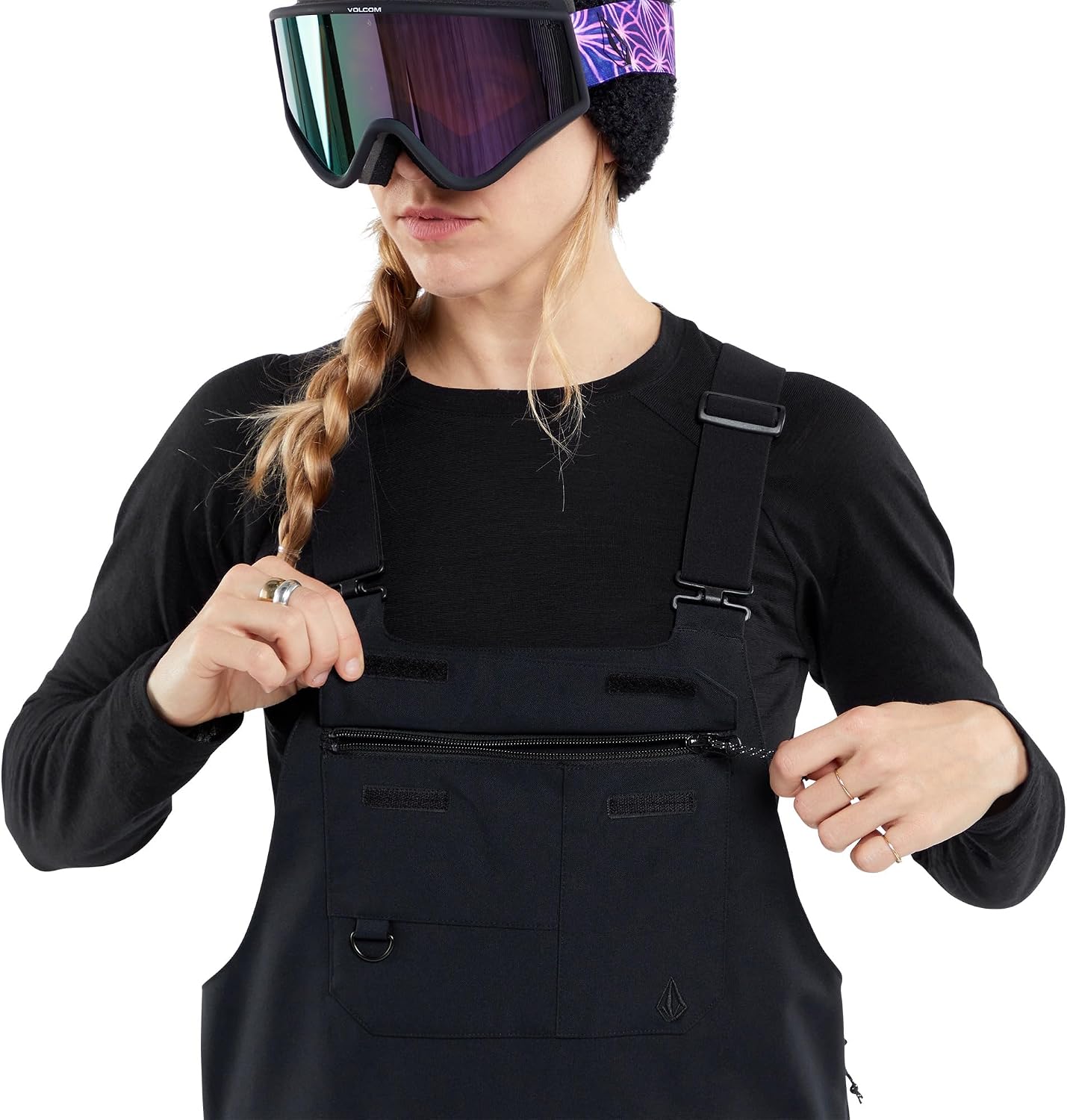 Volcom Women's Creston Stretch Snowboard Ski Bib Overall Snowpant Black S4