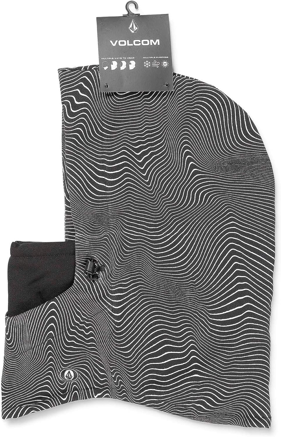 Volcom Men's Hydro Fleece Hood Snowboard Neck Warmer Black Print S5