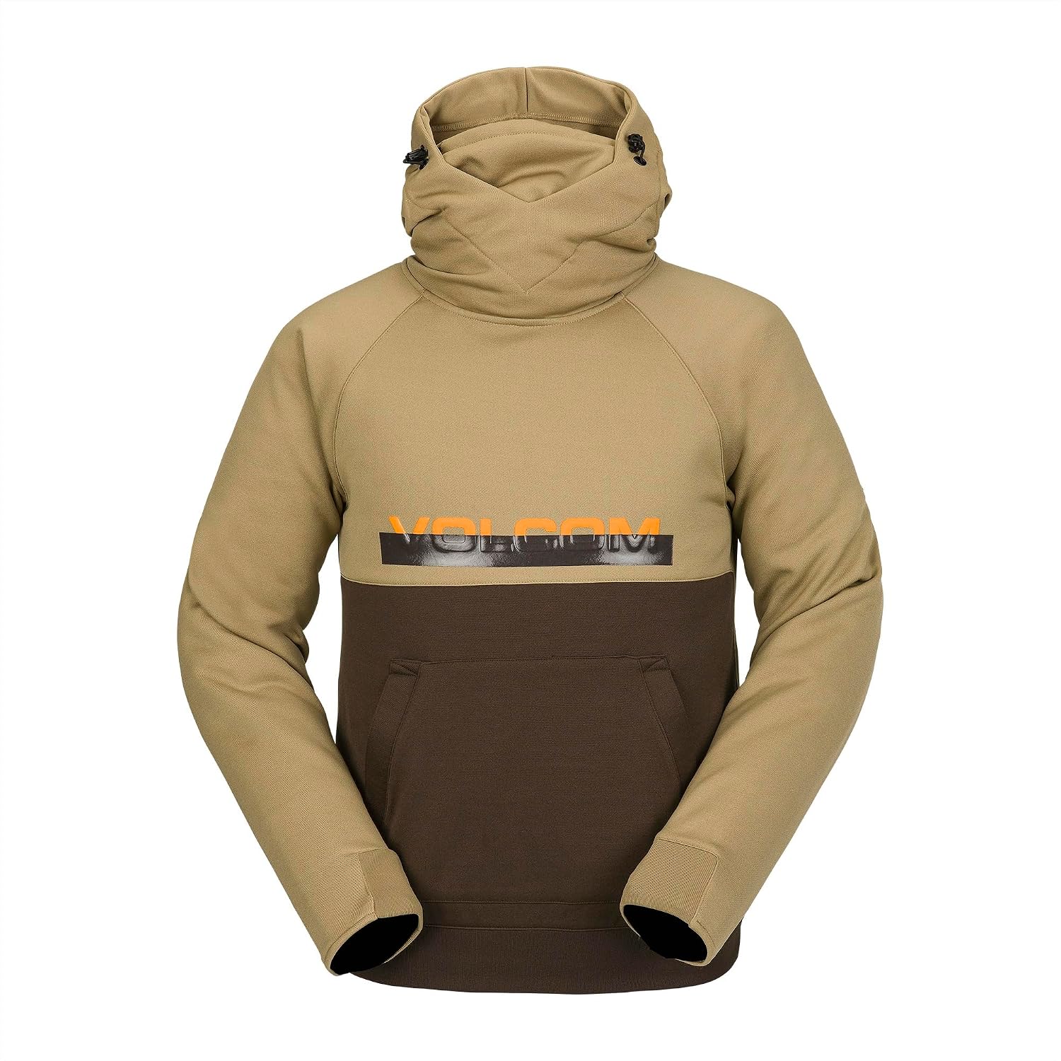 Volcom Men's Hydro Fleece Riding Hoodie – Water-repellent Sweatshirt With Storm Hood & Thumbholes Dark Khaki