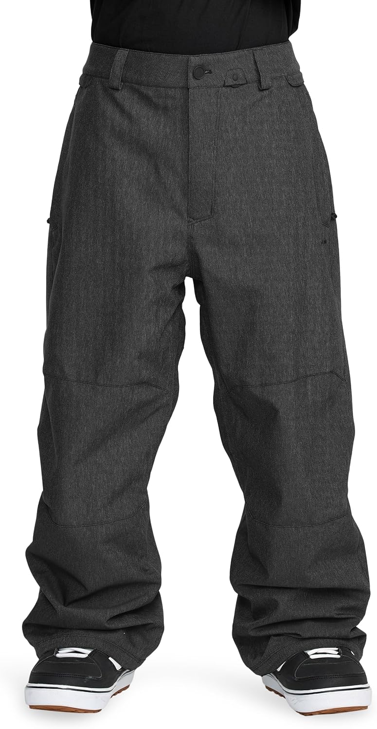 Volcom Men's Shell Snow Billow Pant – 10k Waterproof, Baggy Fit, Breathable 2-layer Black Denim