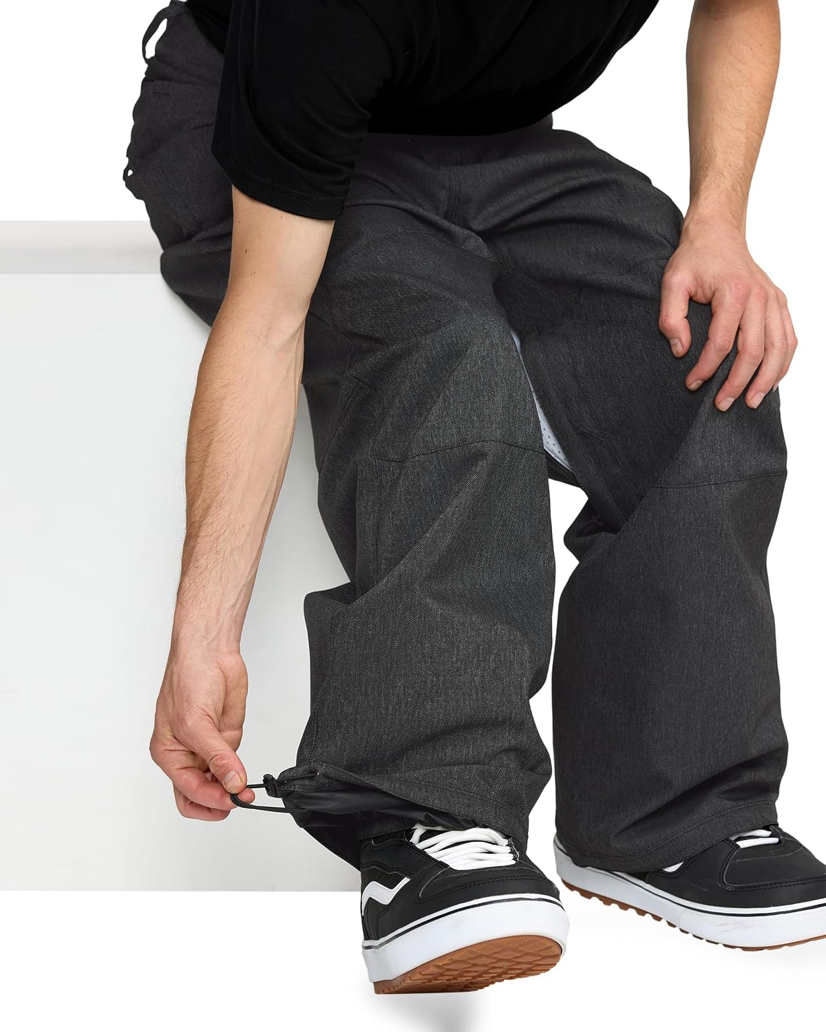 Volcom Men's Shell Snow Billow Pant – 10k Waterproof, Baggy Fit, Breathable 2-layer Black Denim