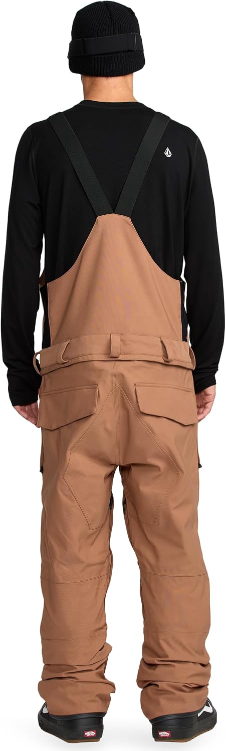 Volcom Men's Roan Bib Overall Snowboard Pant – 15k Waterproof 2-layer Repreve® Fibers Terra Brown