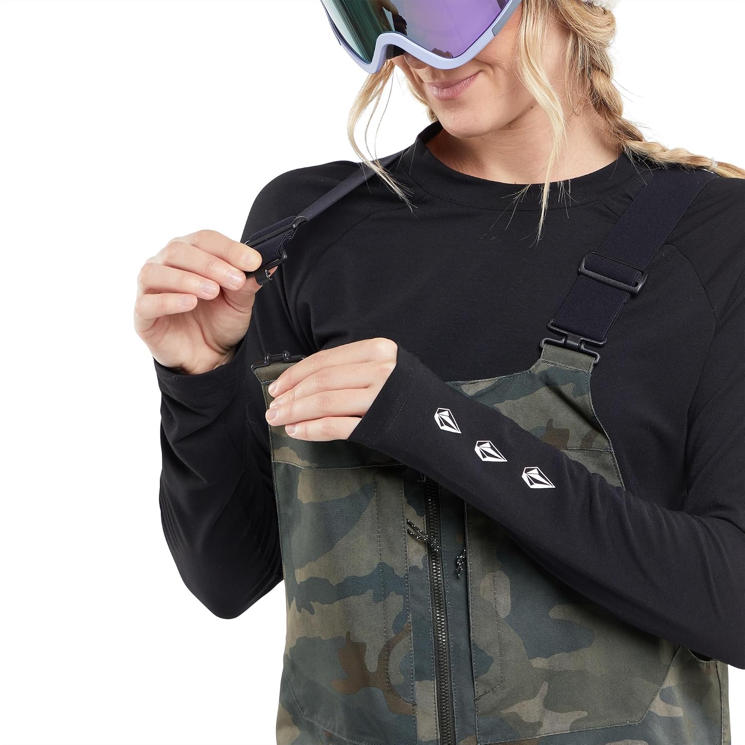 Volcom Women's Swift Bib Overall Snowpant Cloudwash Camo S4
