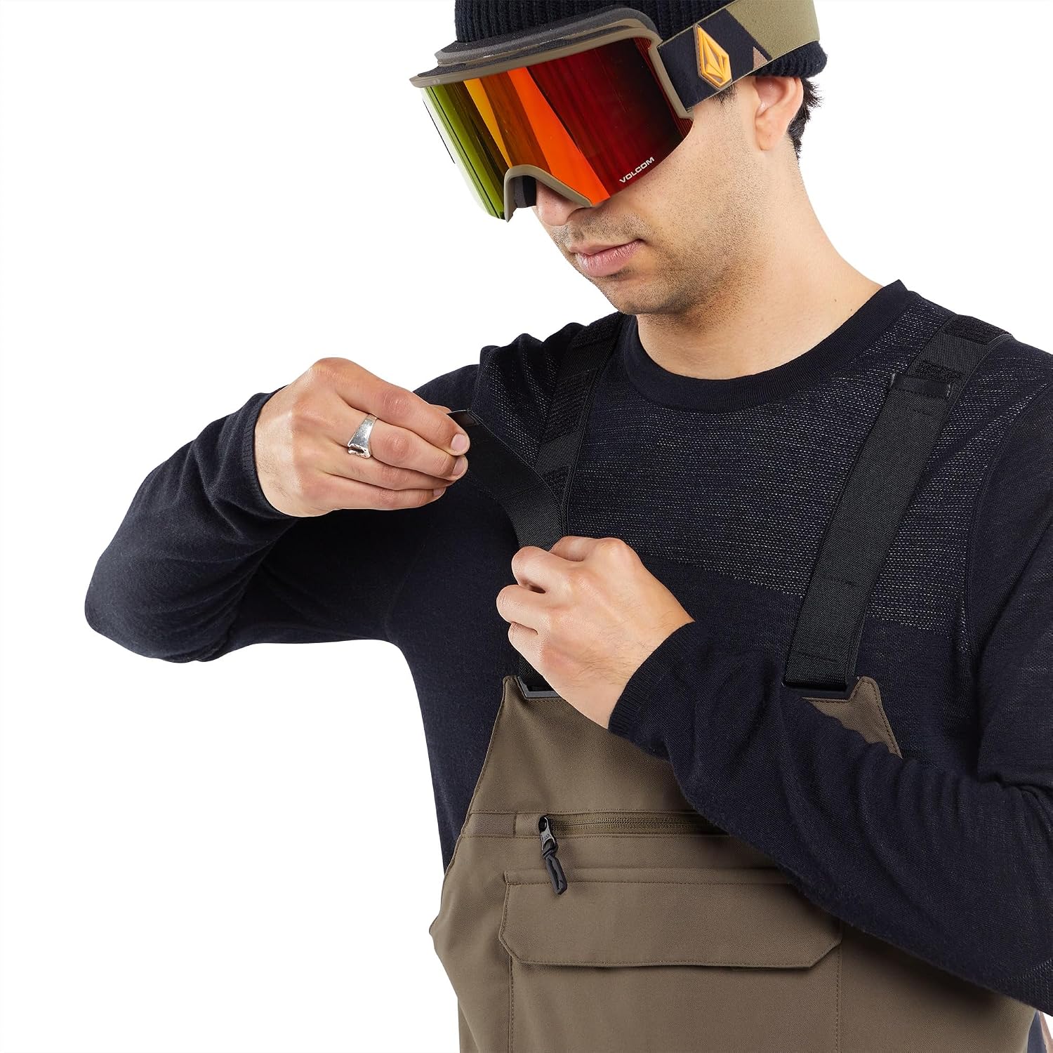 Volcom Men's Roan Bib Overall Snowboard Pant – 15k Waterproof 2-layer Repreve® Fibers Teak