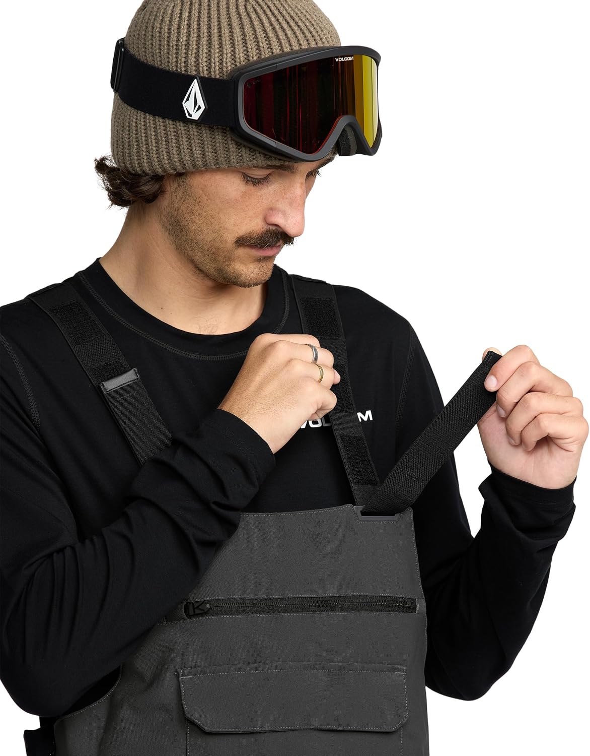 Volcom Men's Roan Bib Overall Snowboard Pant – 15k Waterproof 2-layer Repreve® Fibers Carbon