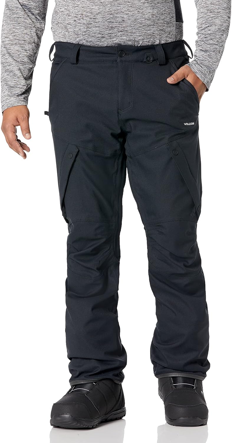 Volcom Men's Articulated Snow Pant, 15k Waterproof Ski Snowboard Pants, Sealed Seams Onyx
