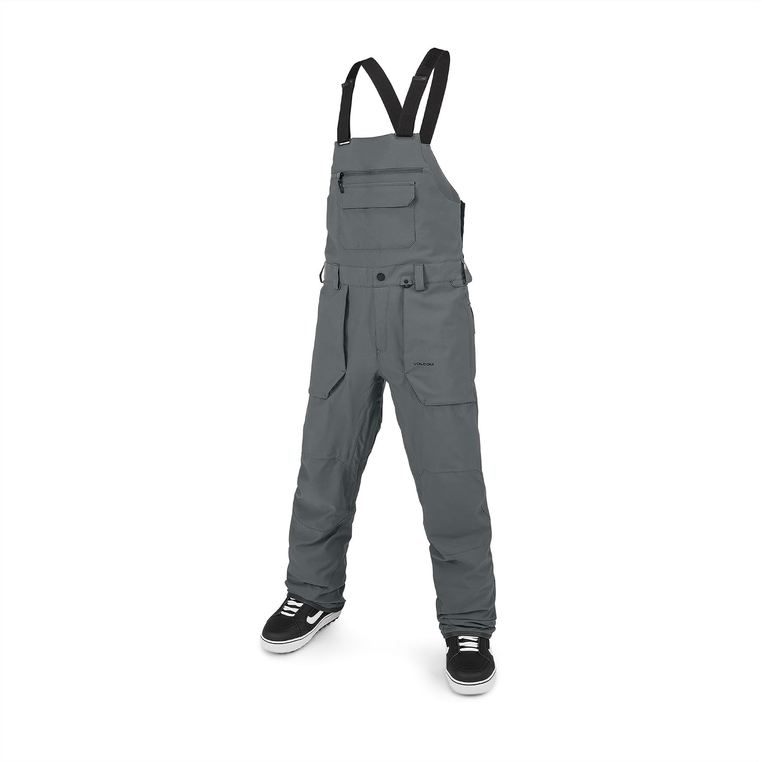 Volcom Men's Roan Bib Overall Snowboard Pant – 15k Waterproof 2-layer Repreve® Fibers Grey Grey