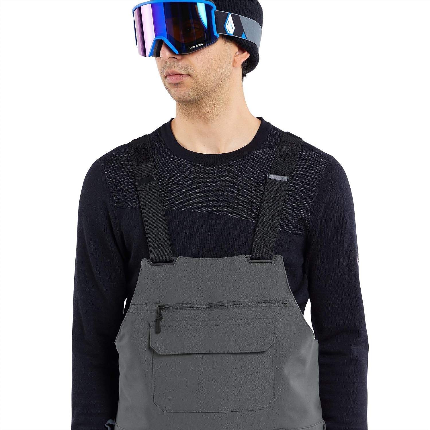 Volcom Men's Roan Bib Overall Snowboard Pant – 15k Waterproof 2-layer Repreve® Fibers Grey Grey