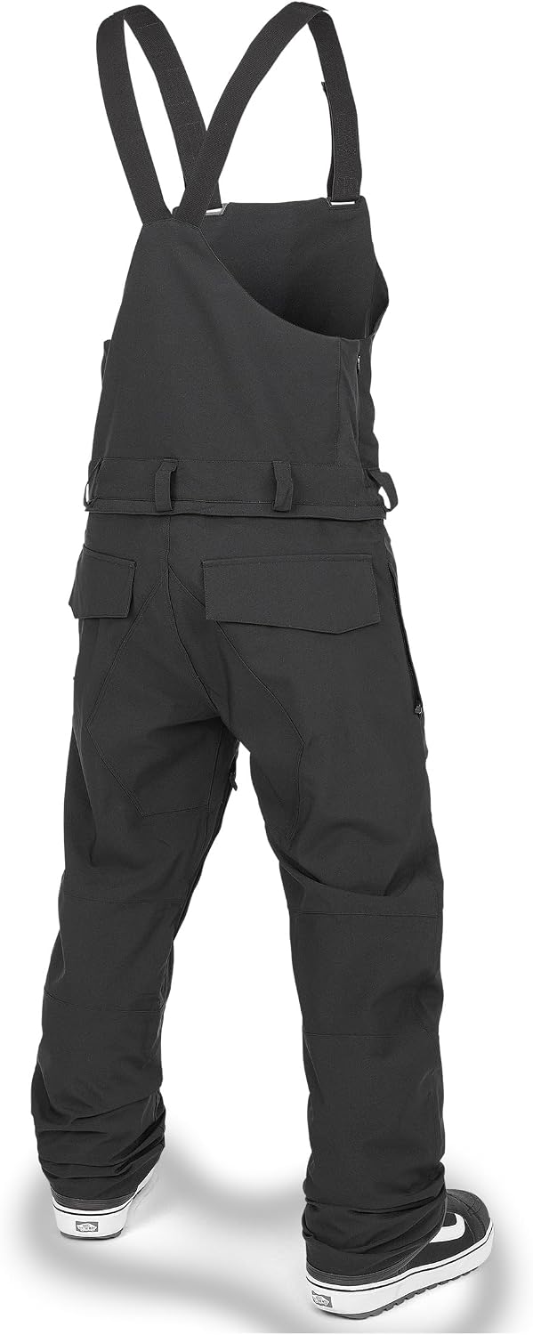 Volcom Men's Roan Bib Overall Snowboard Pant – 15k Waterproof 2-layer Repreve® Fibers Black Black