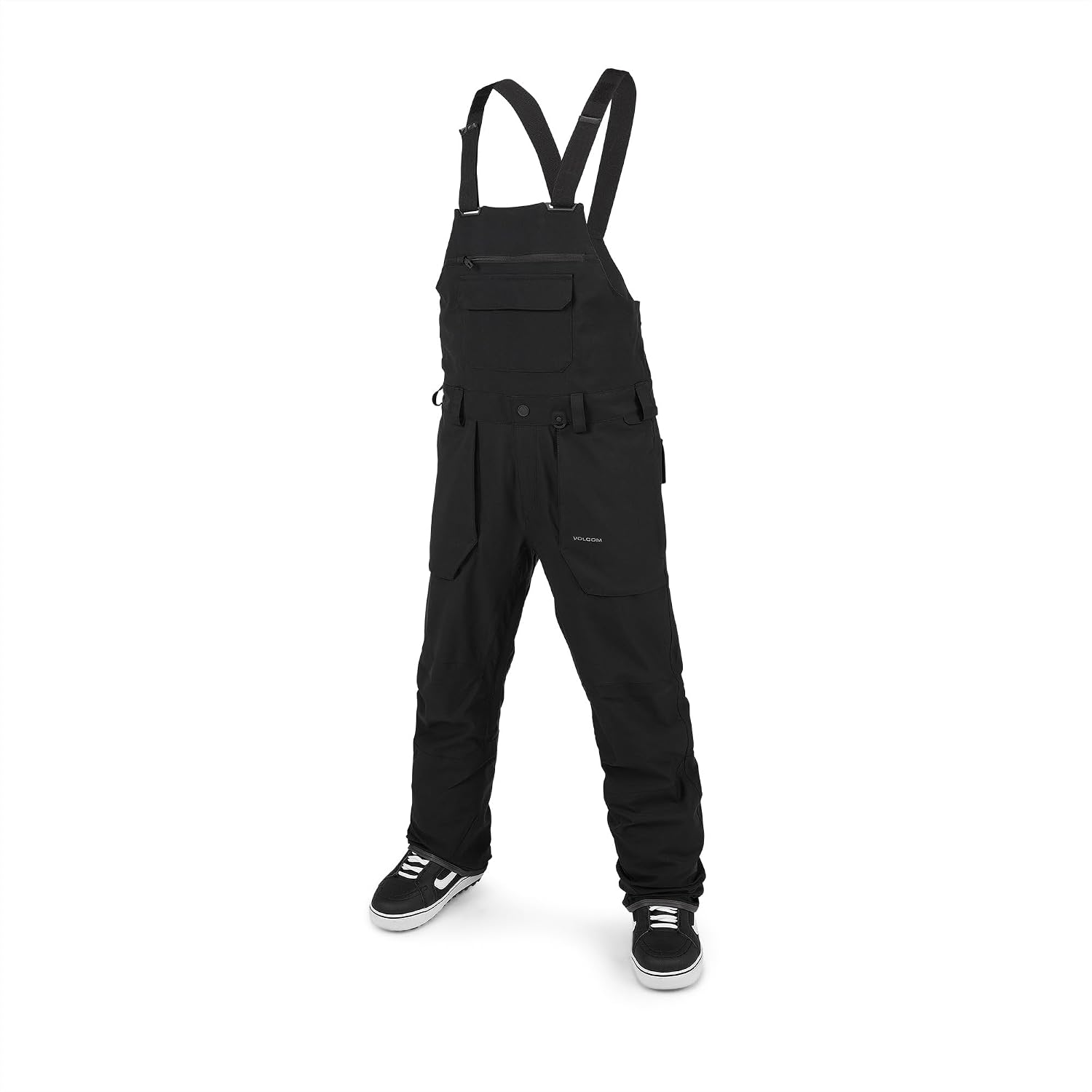 Volcom Men's Roan Bib Overall Snowboard Pant – 15k Waterproof 2-layer Repreve® Fibers Black Grey
