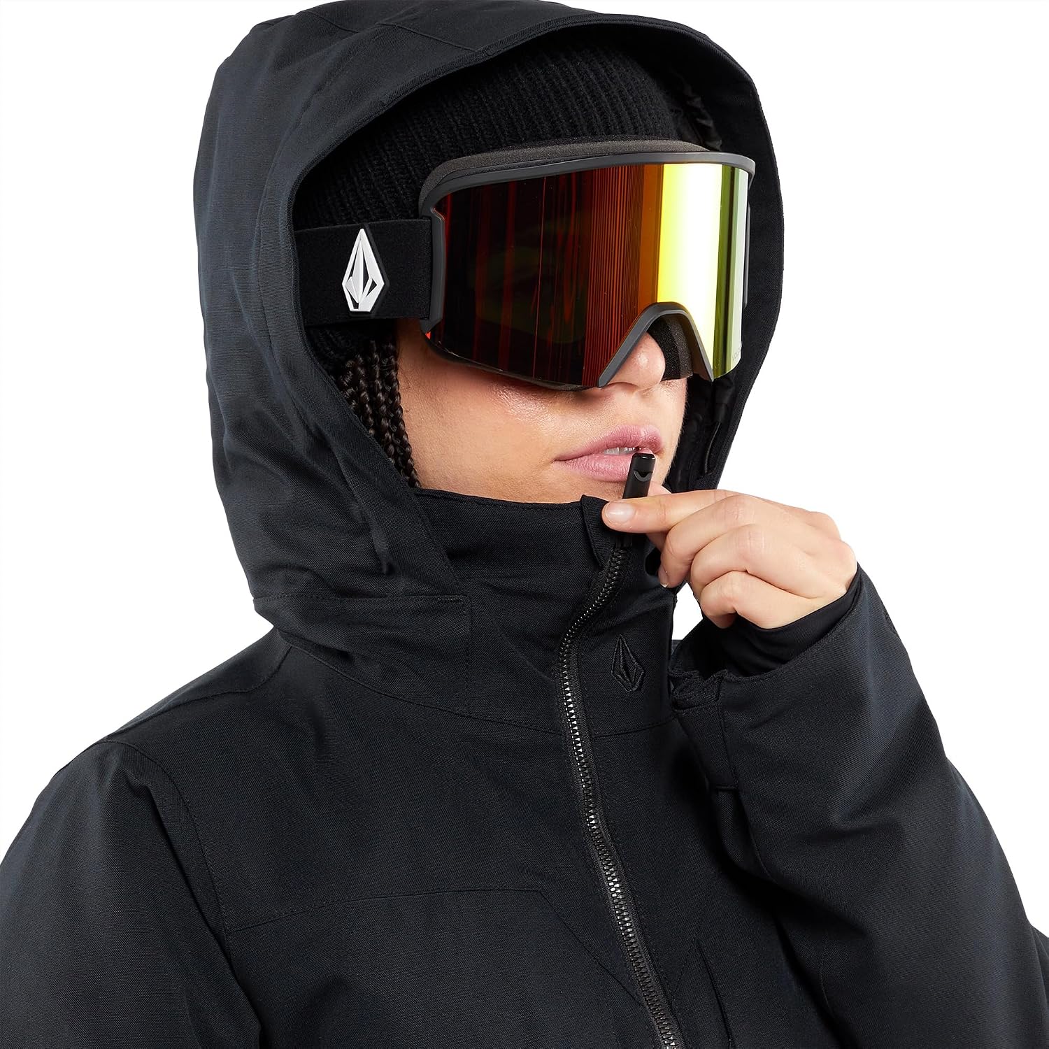 Volcom womens Shelter 3d Stretch Insulated Snowboard Ski Winter Hooded Jacket Black S4