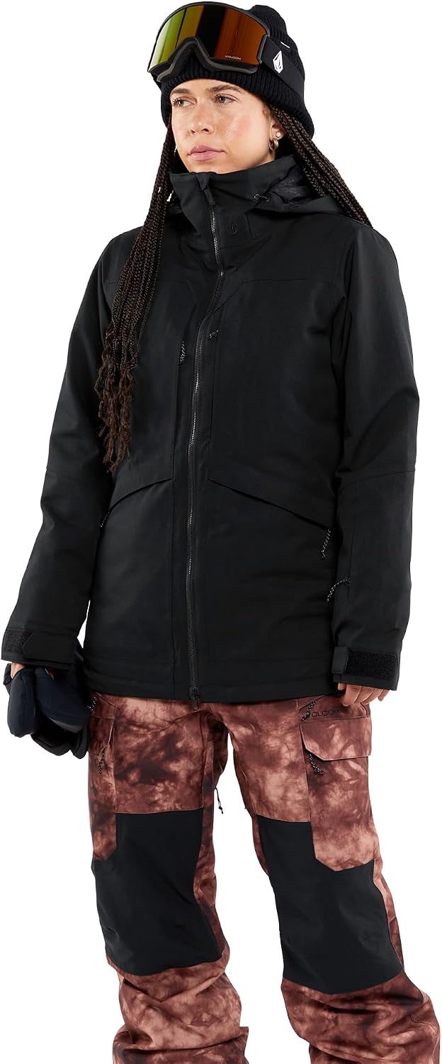 Volcom womens Shelter 3d Stretch Insulated Snowboard Ski Winter Hooded Jacket Black S4