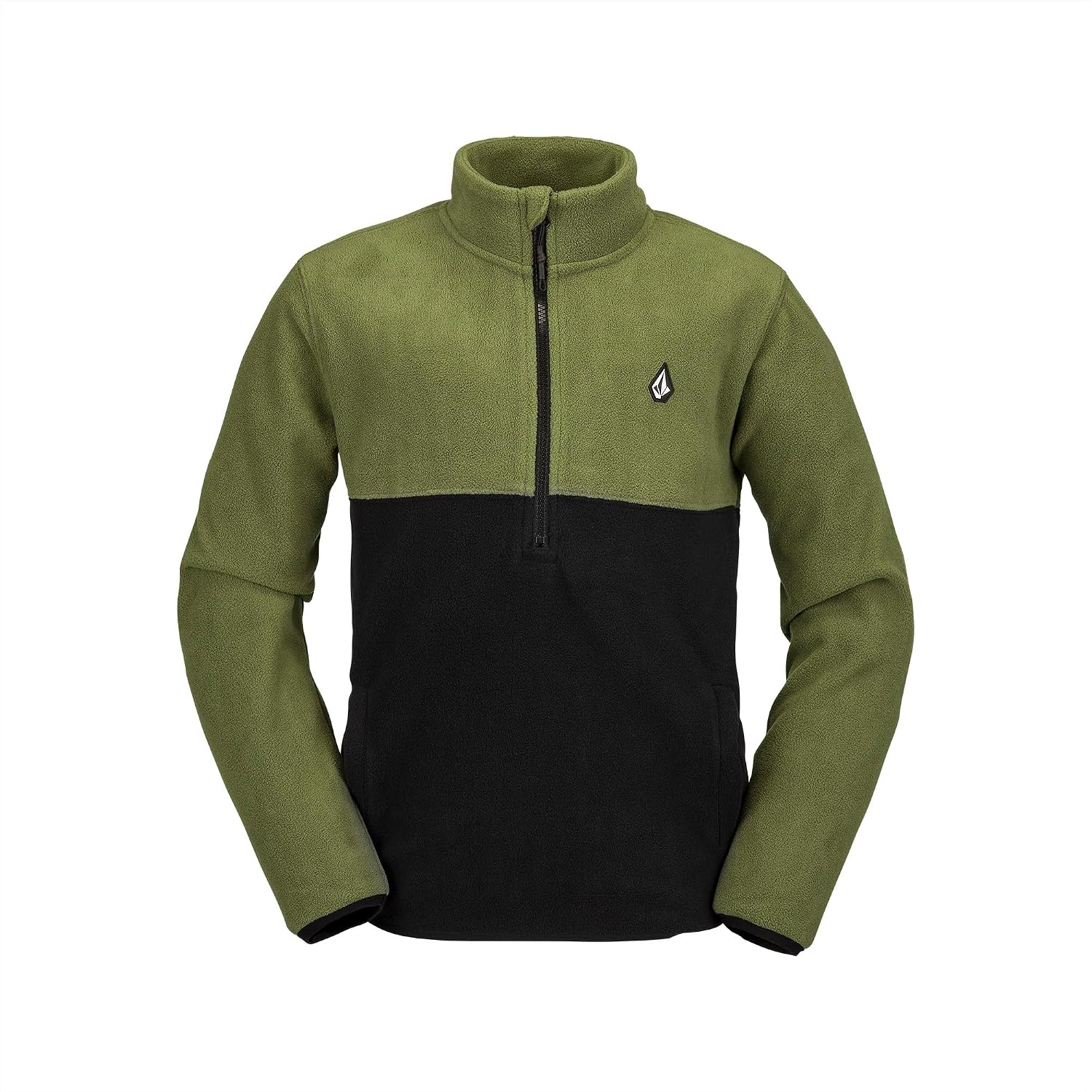 Volcom Boys' Polar Fleece Mock Neck 14 Zip Snowboard Base Layer Military S4